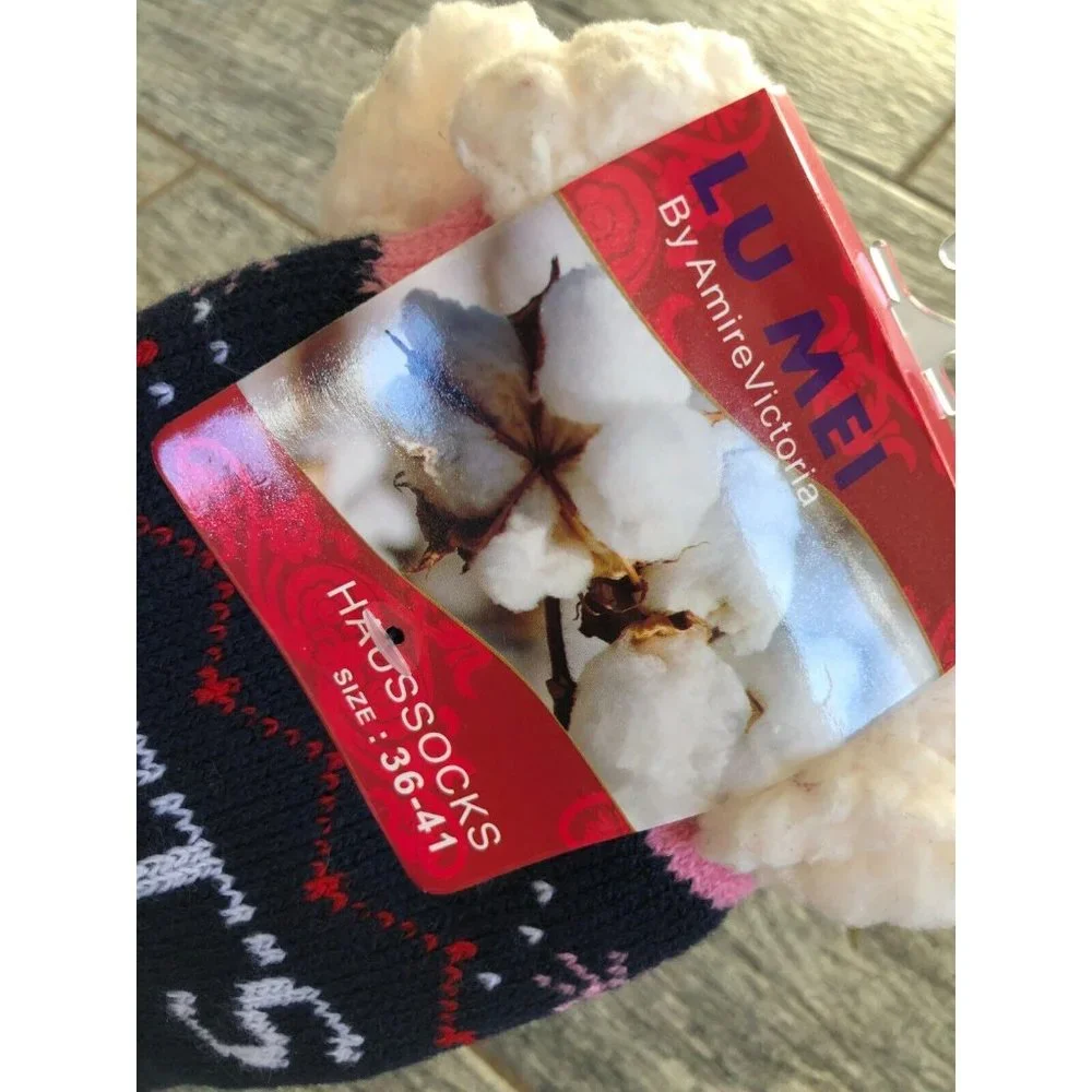 NWT Slipper Socks Let's Get Lit Christmas Trees Holiday Lu Mei‎ Stocking Stuffer